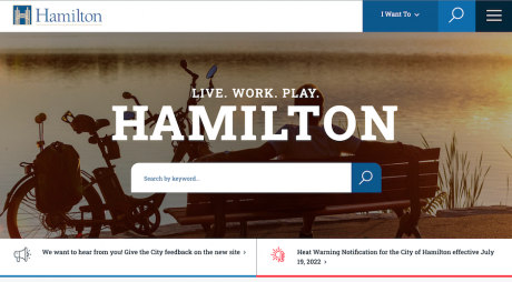 New (beta) website of the city of Hamilton, Ontario, Canada